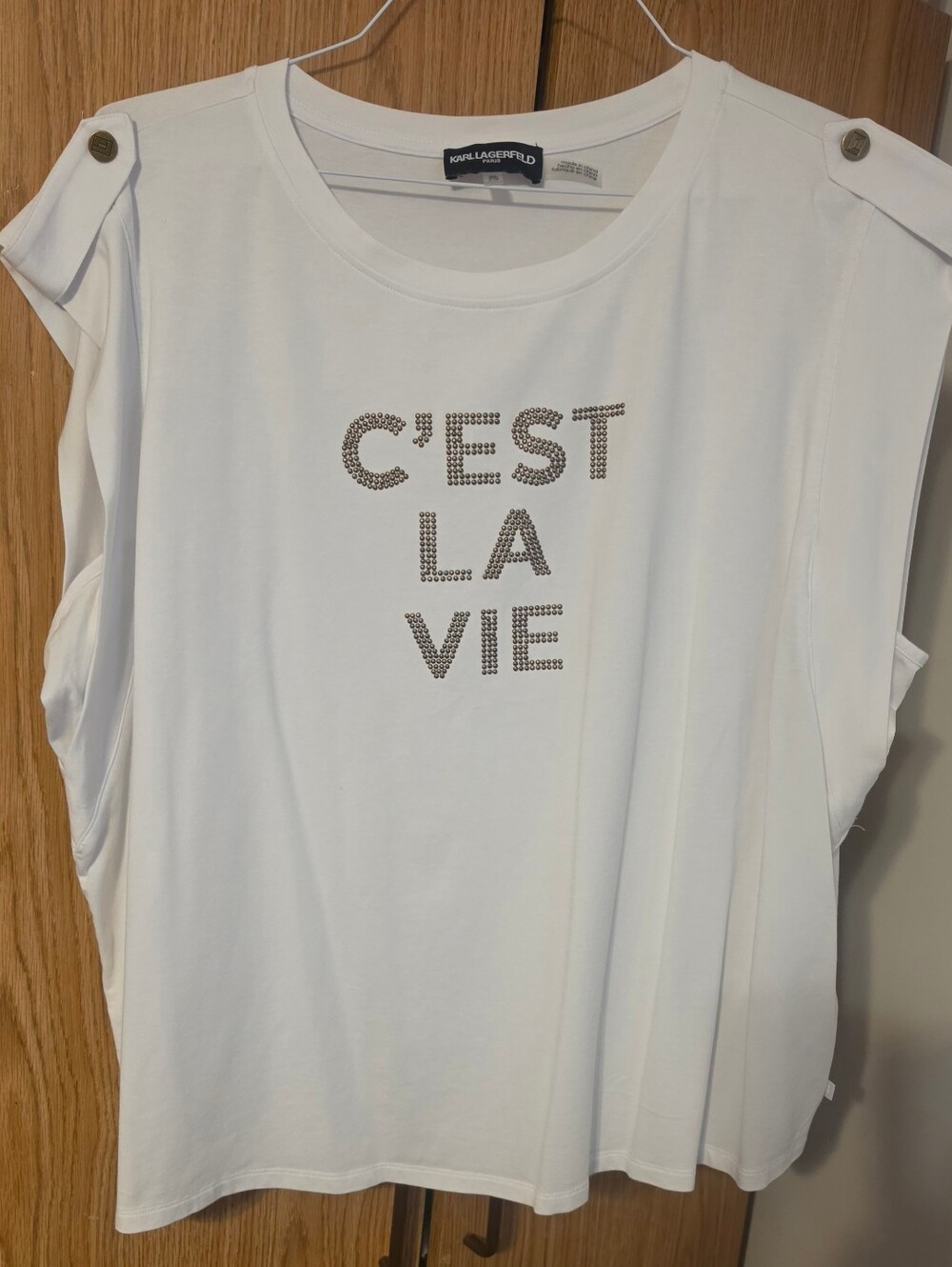 Karl Lagerfeld White Top With Embellished  Front 3X